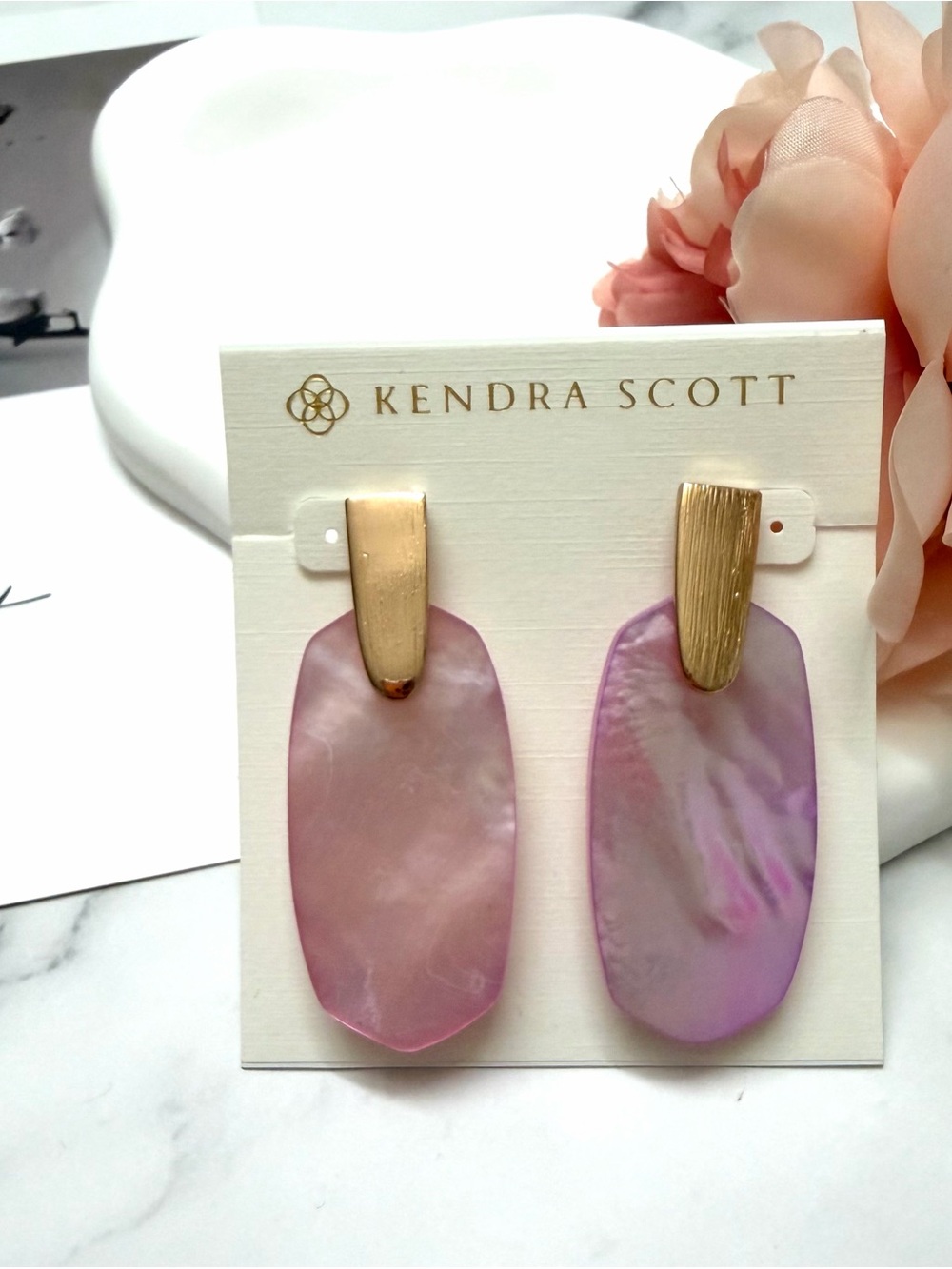 Kendra Scott Iridescent Lavender/pink rose Gold Drop Earrings